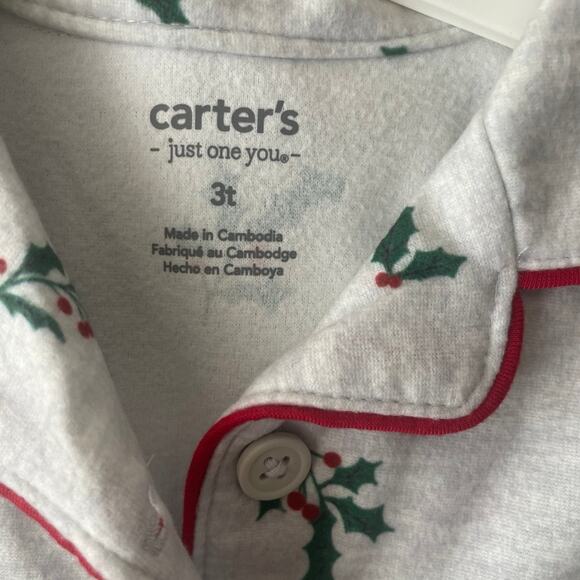 Carter's Just One You Toddler Girls' 2pc Holiday Floral Pajama Set - Gray 3T - Picture 3 of 4